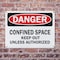 Signmission 7 in H x 10 in W, Plastic, Rectangle, Confined Space Keep Out Unless Authorized OS-2PACK-DS-P-710-L-19298 - alternate 3